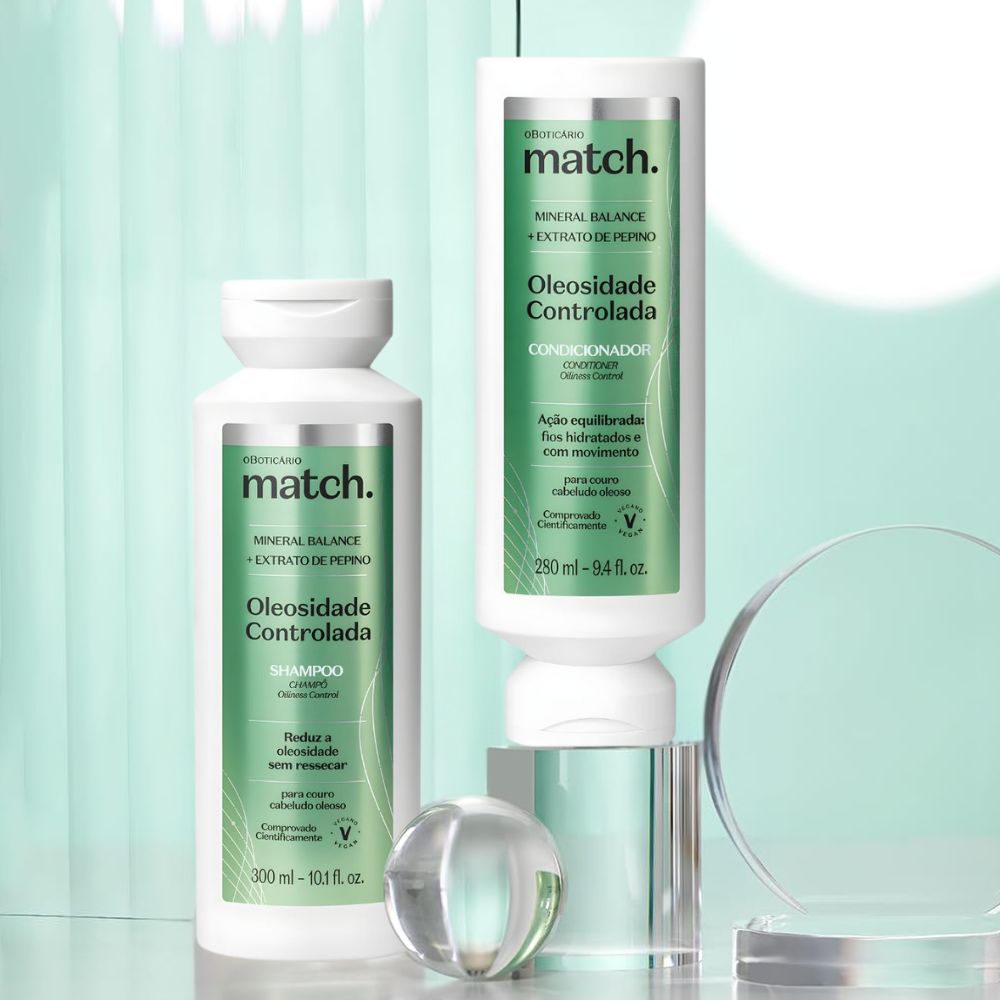 O Boticário Match. Combo Oleosidade Controlada - Shampoo & Balsamo capelli grassi
