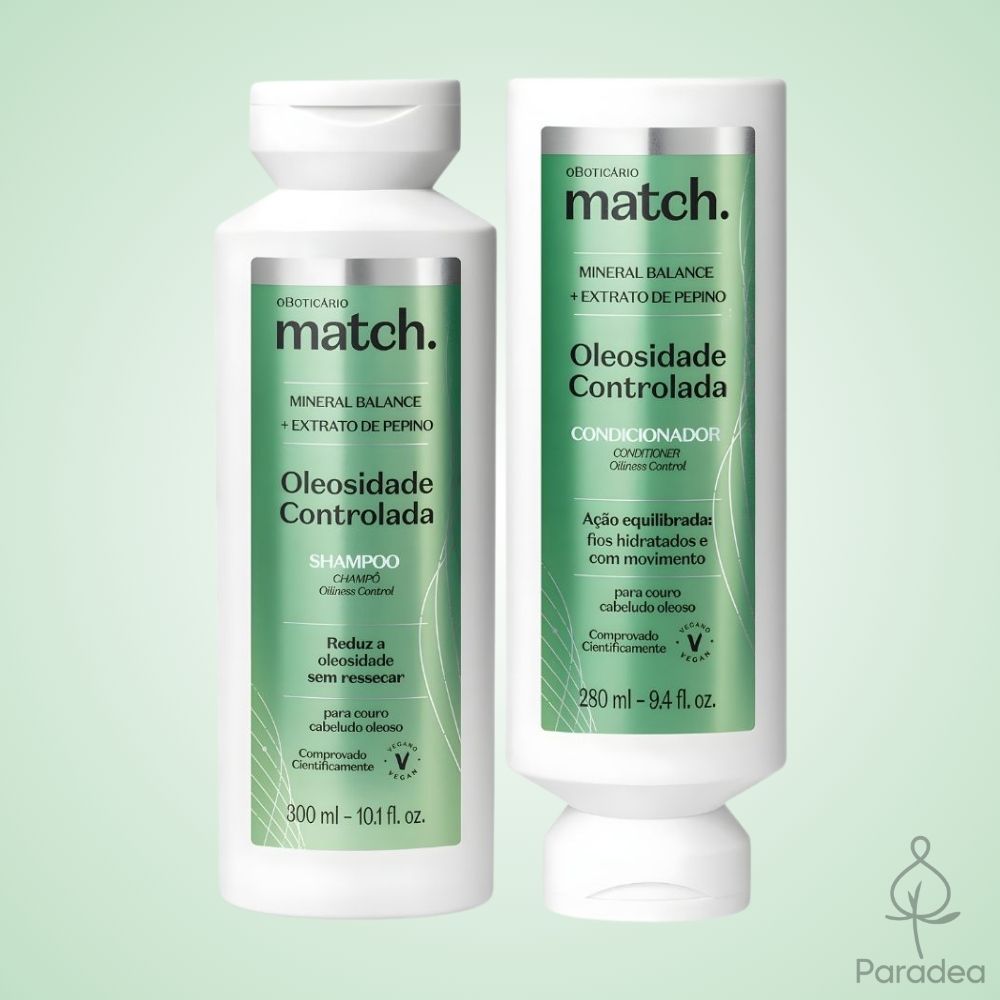 O Boticário Match. Combo Oleosidade Controlada - Shampoo & Balsamo capelli grassi