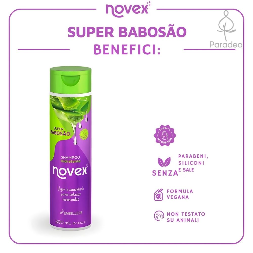 Novex Shampoo Super Babosão - Shampoo idratante e riequilibrante Aloe Vera 300ml