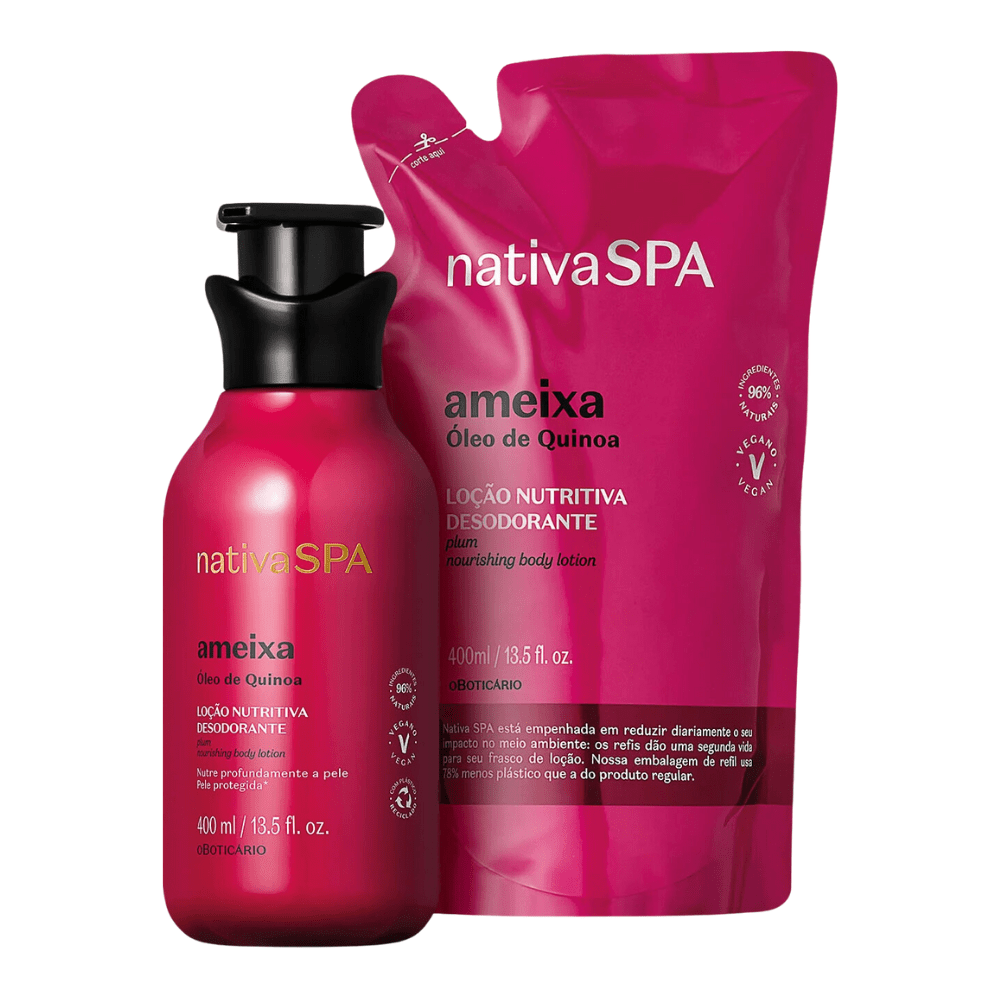 Nativa Spa Combo Ameixa - Lozione corpo idratante & Ricarica lozione 400ml - o Boticário | Paradea