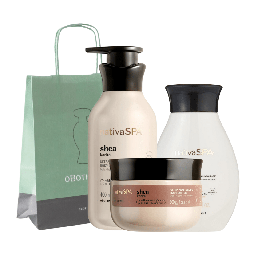 Nativa Spa Set regalo Karité - Olio corpo idratante, Lozione corpo idratante & Crema corpo ultra idratante - o Boticårio | Paradea