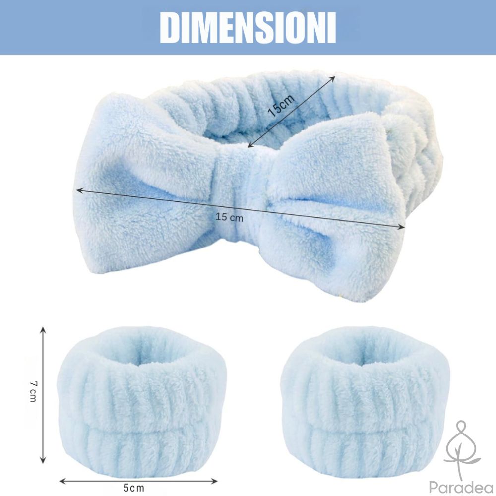 Set 3 pezzi Skincare - Fascia Testa con 2 polsini - 5 Colori a scelta - Paradea | Paradea