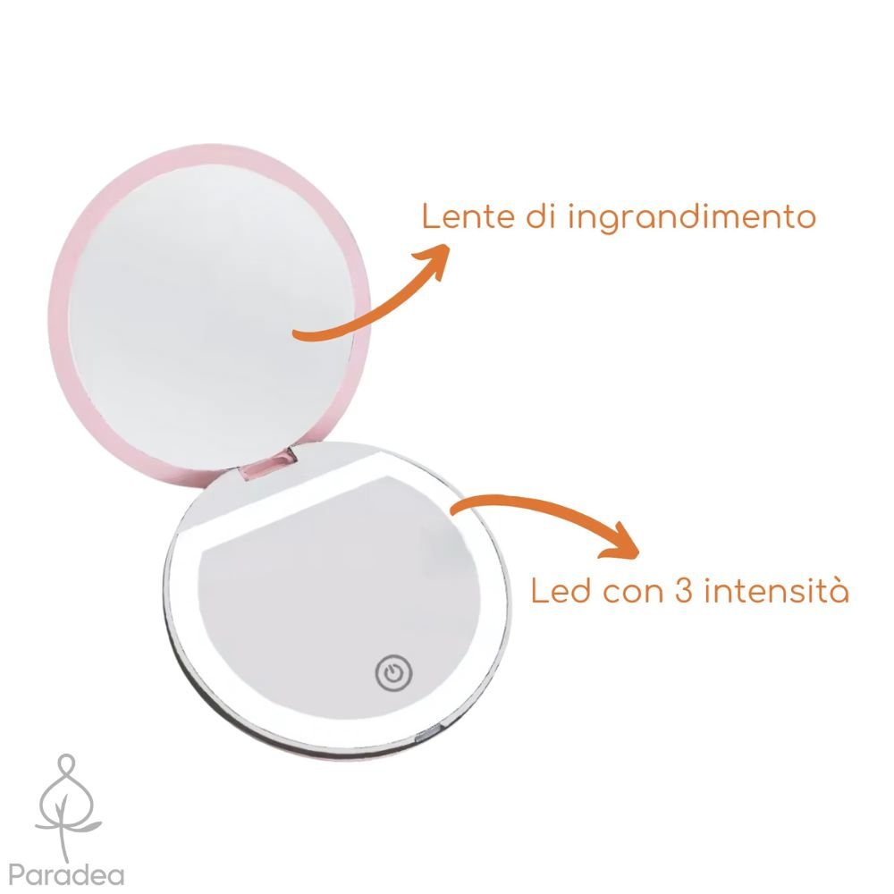 Specchietto da viaggio portatile con luce Led - Paradea | Paradea