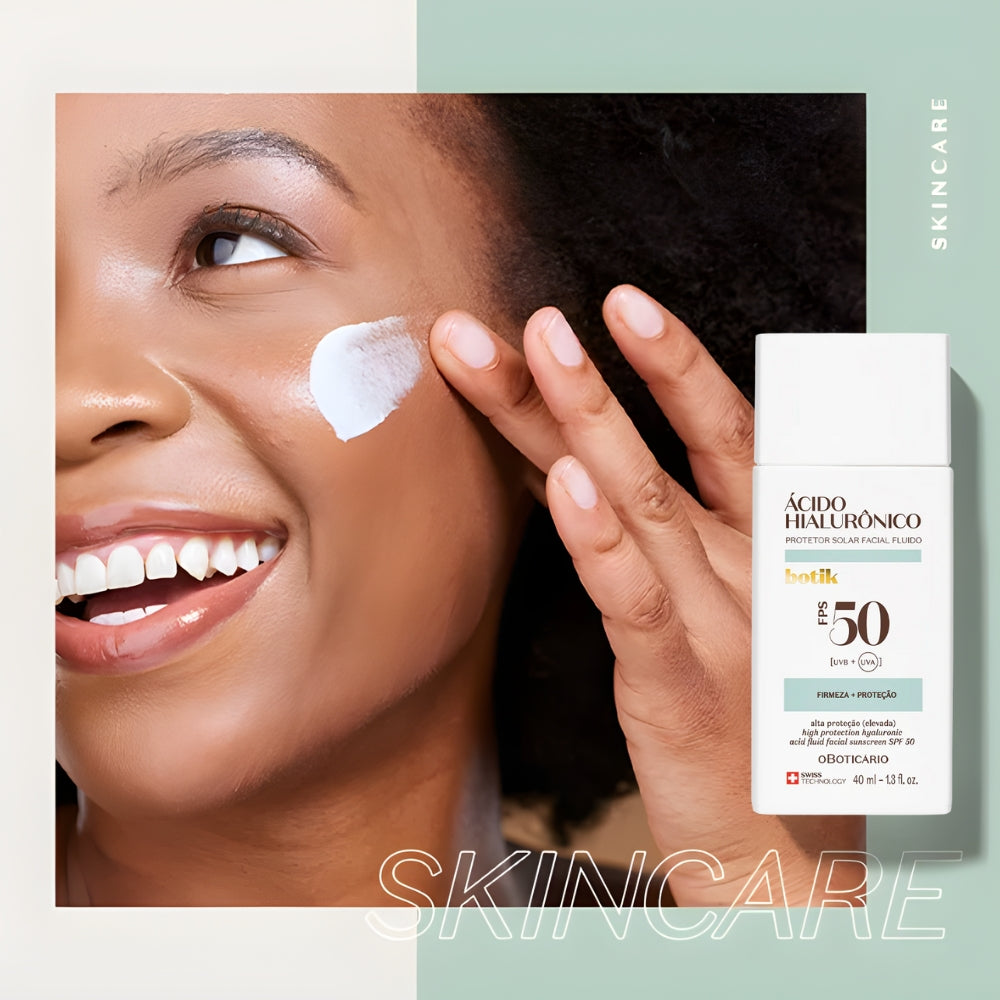 O Boticário Botik Protetor Fluido FPS50 - Solare viso con Acido Ialuronico 40ml