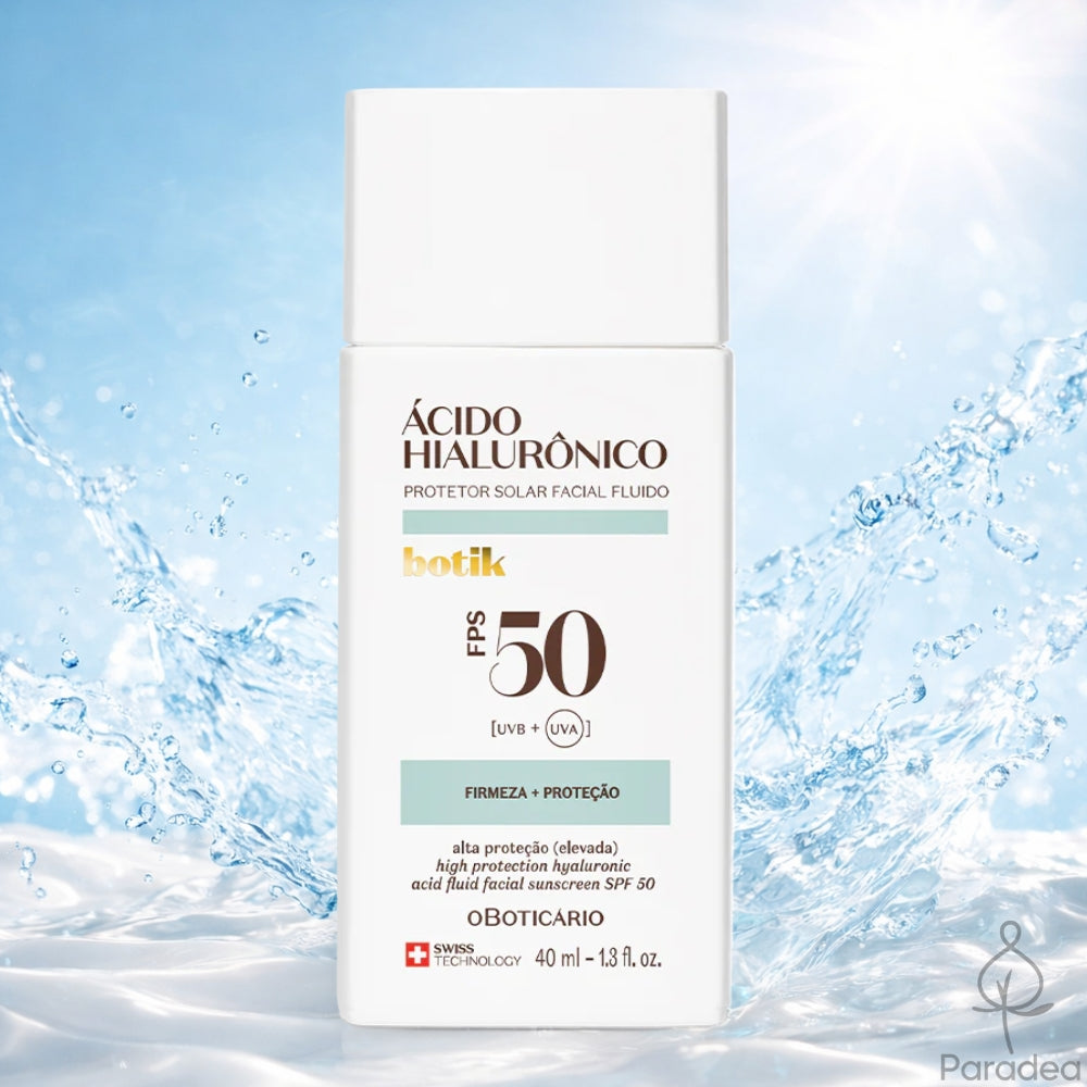 O Boticário Botik Protetor Fluido FPS50 - Solare viso con Acido Ialuronico 40ml