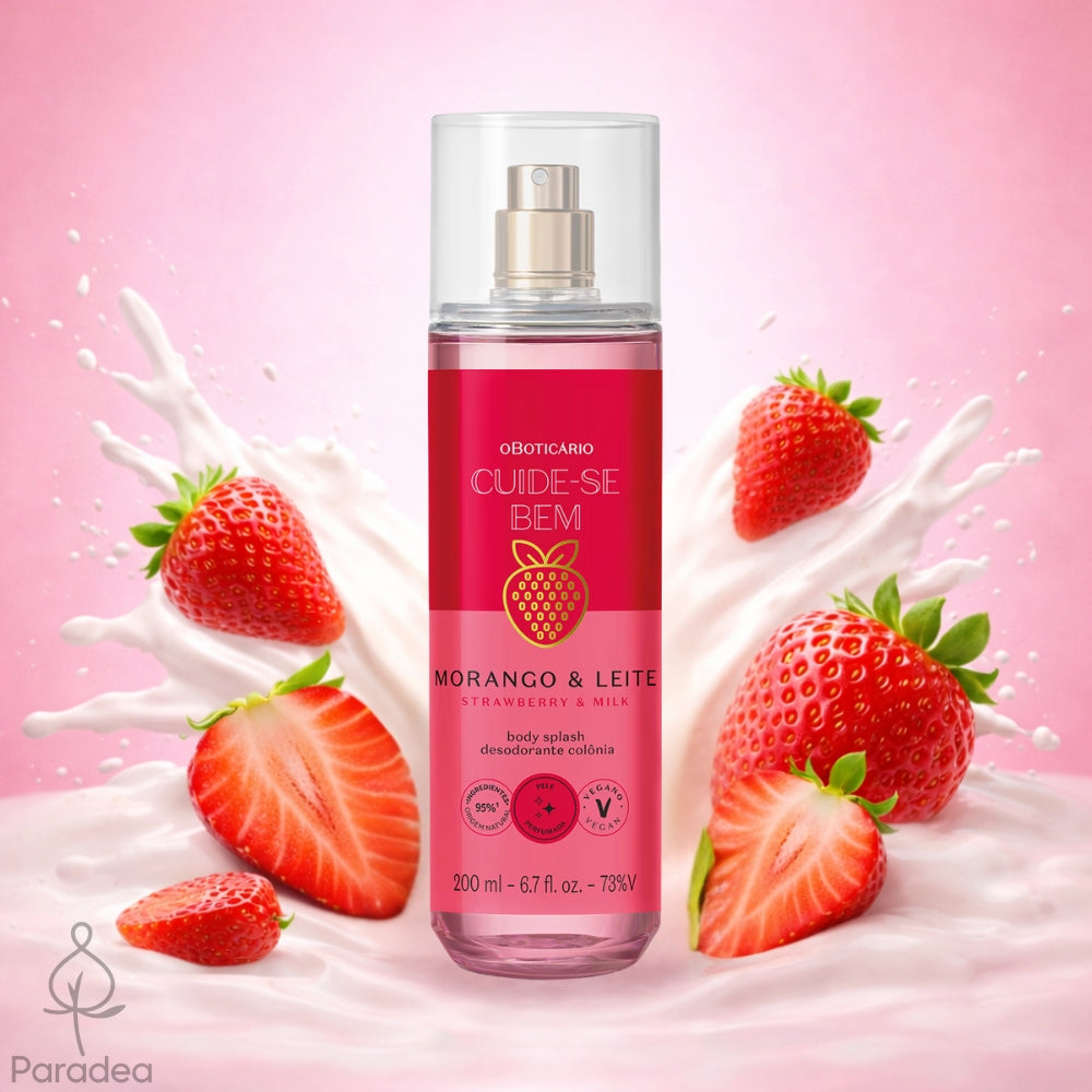 O Boticário Cuide-Se Bem Body Splash Morango e Leite - Eau de Cologne 200ml