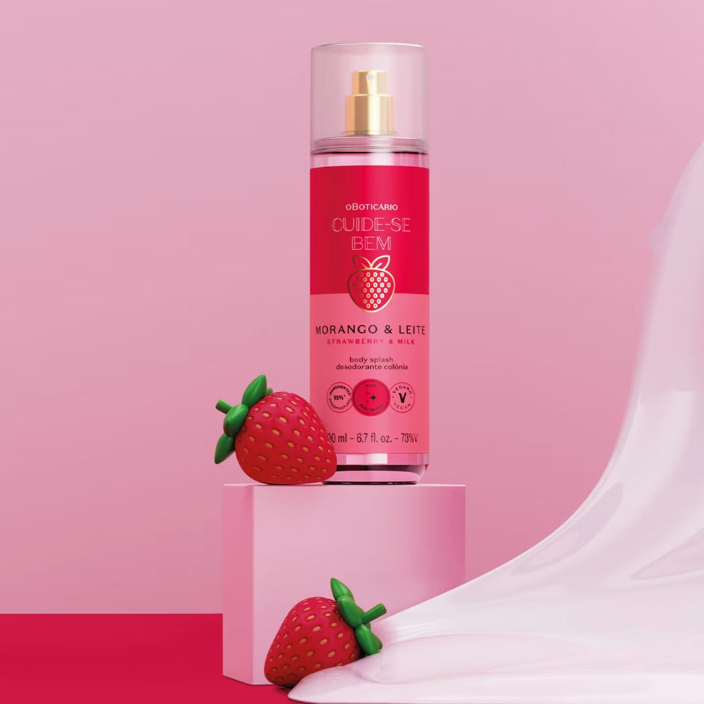 O Boticário Cuide-Se Bem Body Splash Morango e Leite - Eau de Cologne 200ml