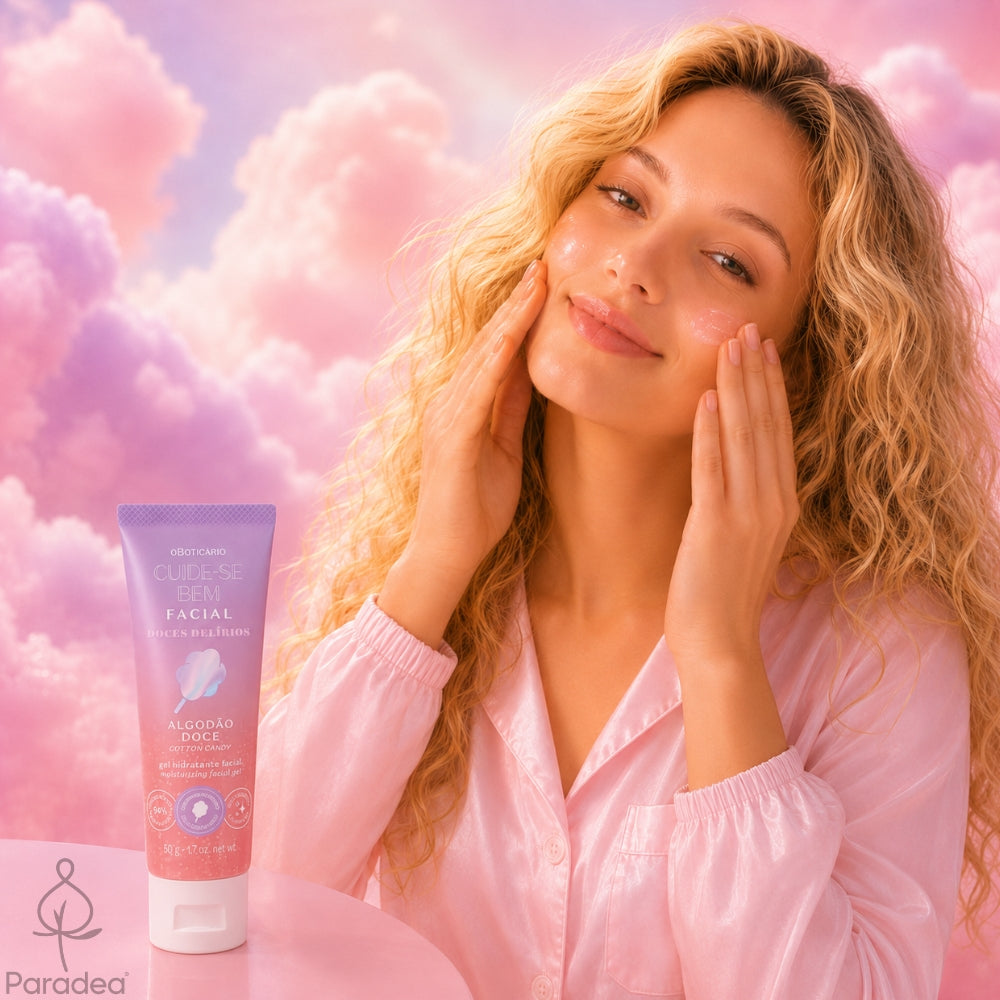 O Boticário Cuide-se Bem Doces Delírios Algodão Doce Gel Hidratante Facial - Gel idratante viso 50gr