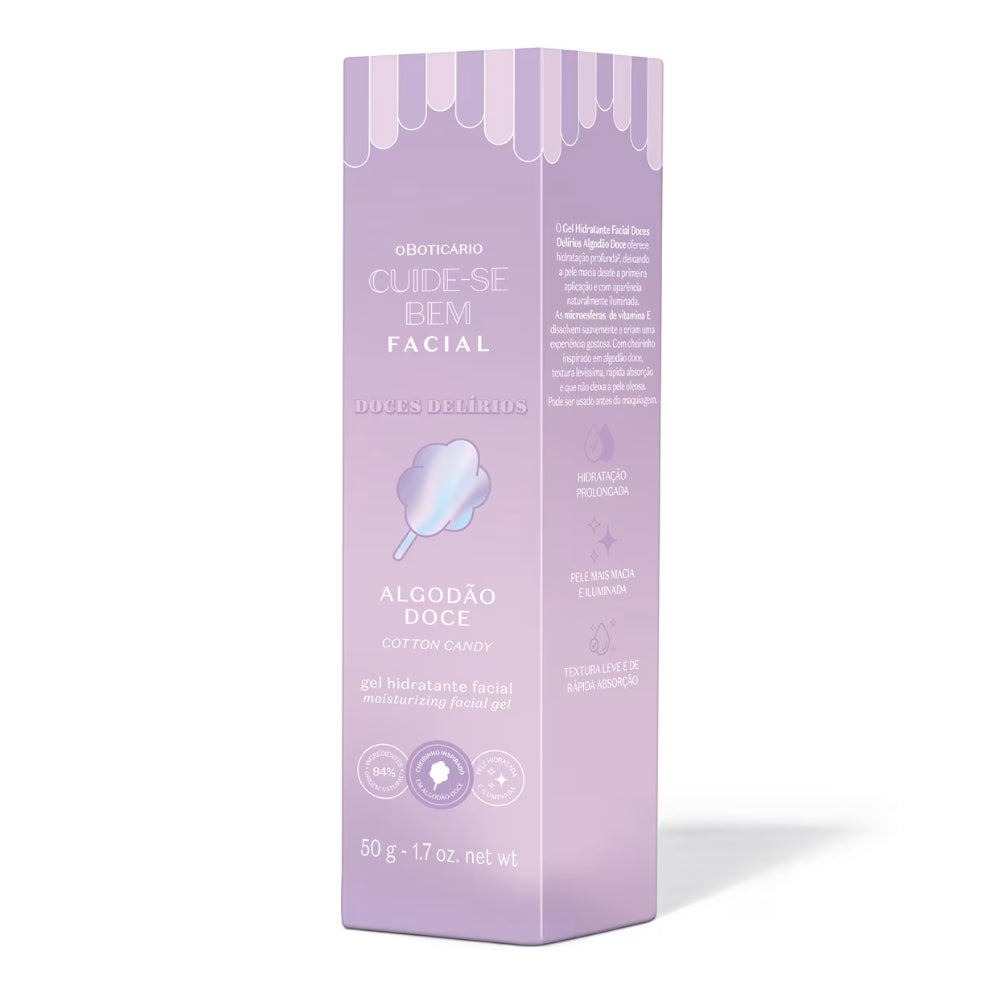 O Boticário Cuide-se Bem Doces Delírios Algodão Doce Gel Hidratante Facial - Gel idratante viso 50gr
