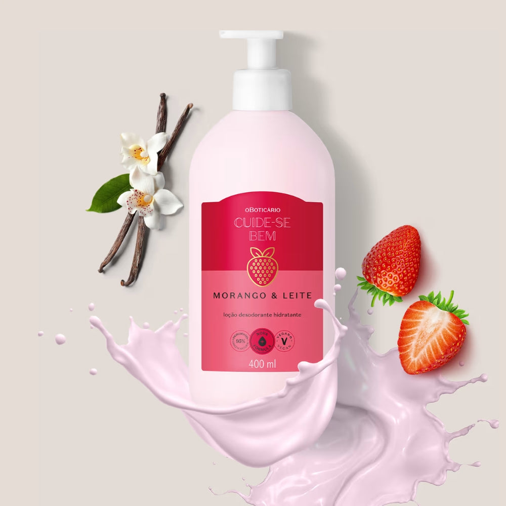 O Boticário Cuide-Se Bem Morango e Leite - Lait corporel hydratant 400ml