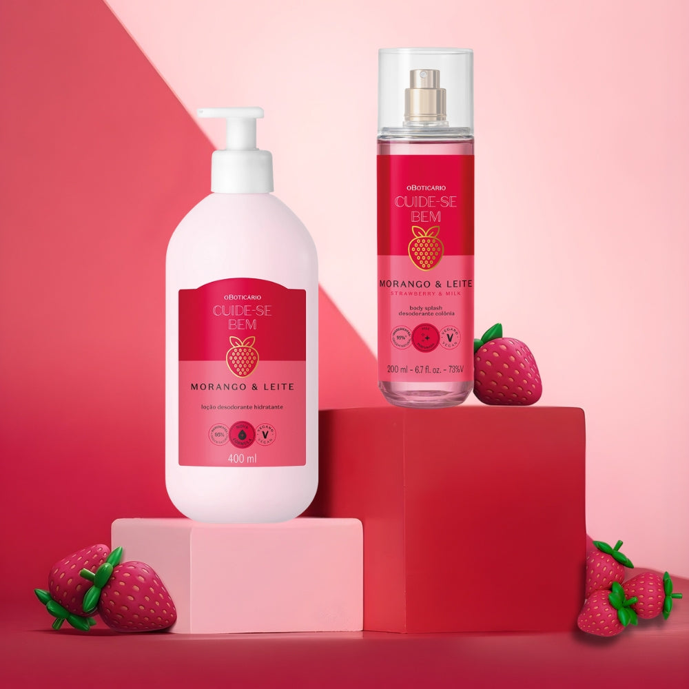 O Boticário Cuide-se Bem Set Morango e Leite – Lozione idratante & Body Splash