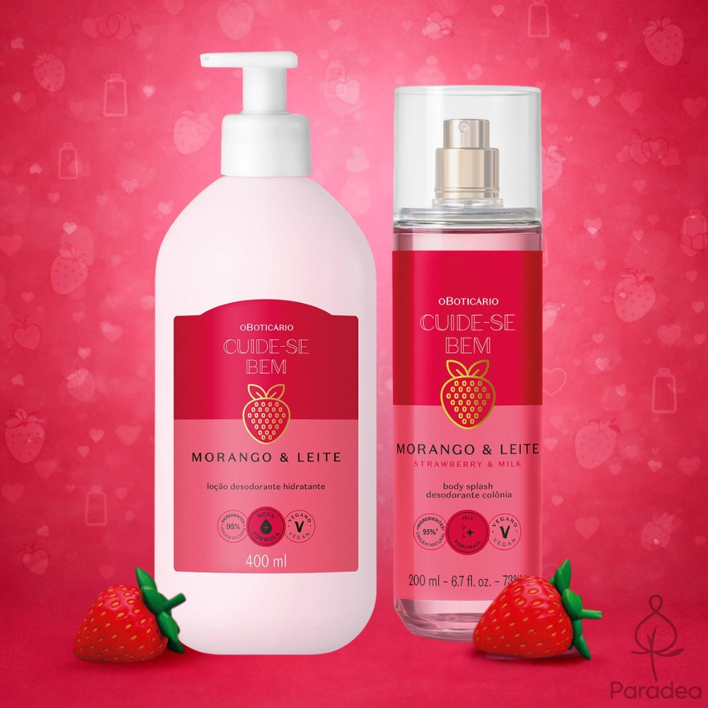 O Boticário Cuide-se Bem Set Morango e Leite – Lozione idratante & Body Splash