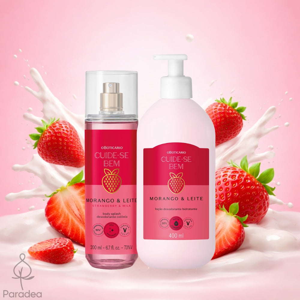 O Boticário Cuide-se Bem Set Morango e Leite – Lozione idratante & Body Splash