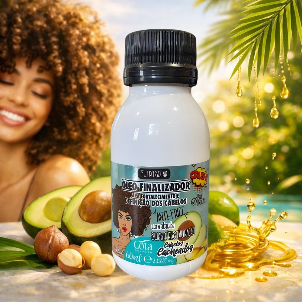 Gota Dourada Cabelos Cacheados Óleo Finalizador - Olio anti crespo capelli ricci 60ml