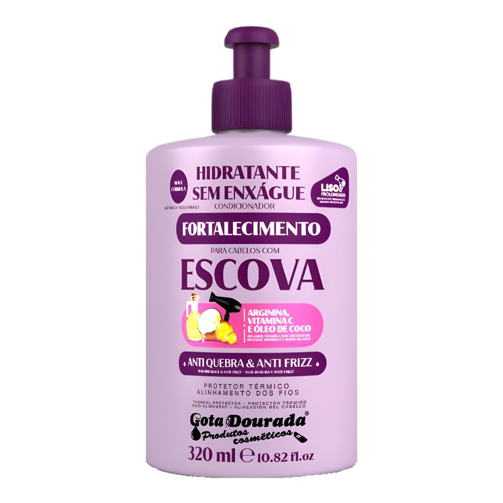 Gota Dourada Cabelos com Escova Hidratante Sem Enxágue - Leave-in capelli lisci 320ml