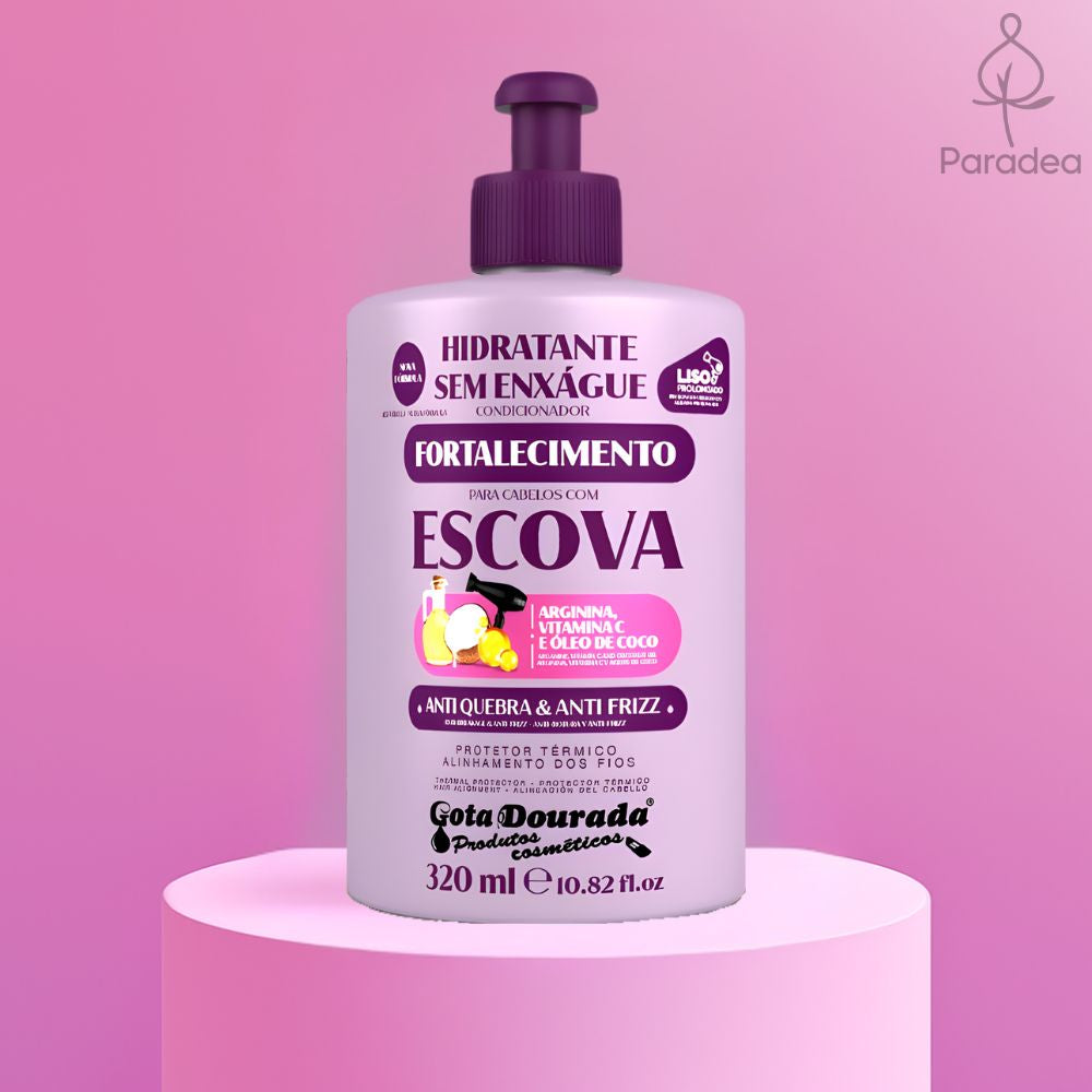 Gota Dourada Cabelos com Escova Hidratante Sem Enxágue - Leave-in capelli lisci 320ml