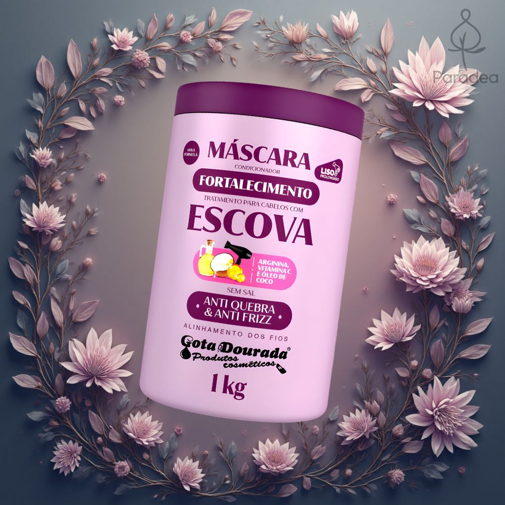 Gota Dourada Cabelos com Escova Máscara - Maschera rafforzante capelli lisci 1kg