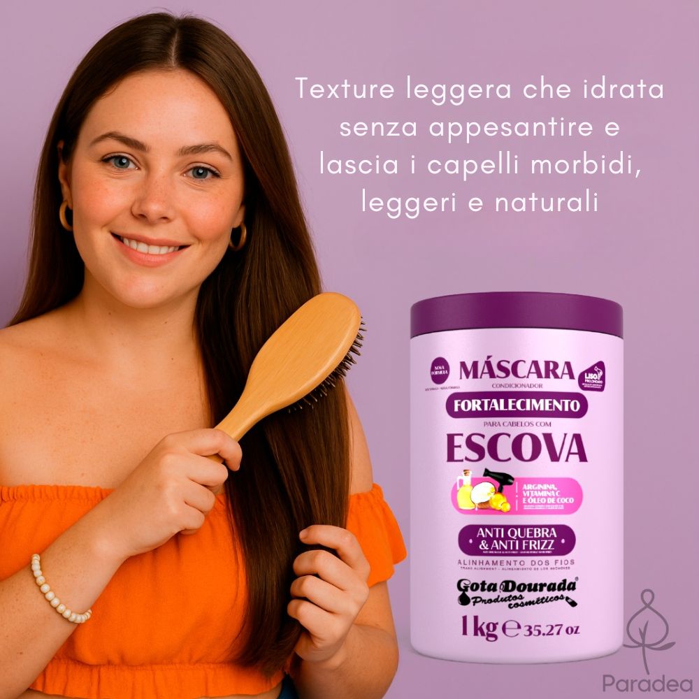 Gota Dourada Cabelos com Escova Máscara - Maschera rafforzante capelli lisci 1kg