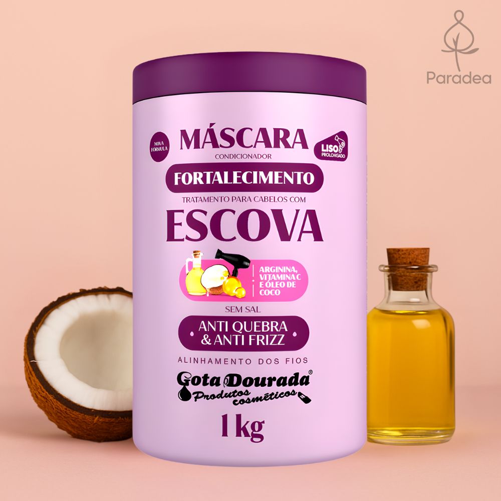 Gota Dourada Cabelos com Escova Máscara - Maschera rafforzante capelli lisci 1kg