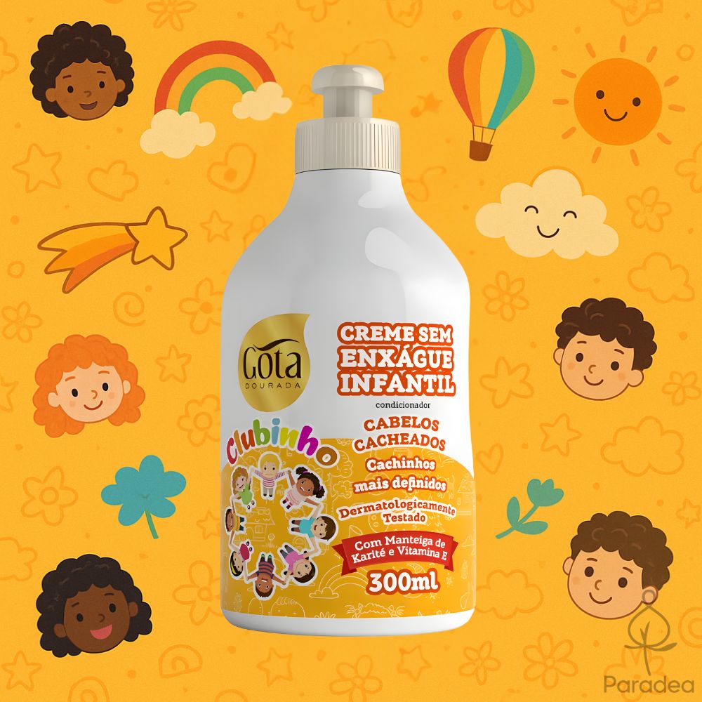 Gota Dourada Set Clubinho Cacheados Infantil - Shampoo + Balsamo + Crema districante