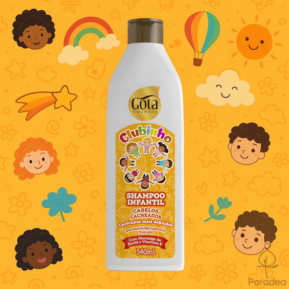 Gota Dourada Set Clubinho Cacheados Infantil - Shampoo + Balsamo + Crema districante