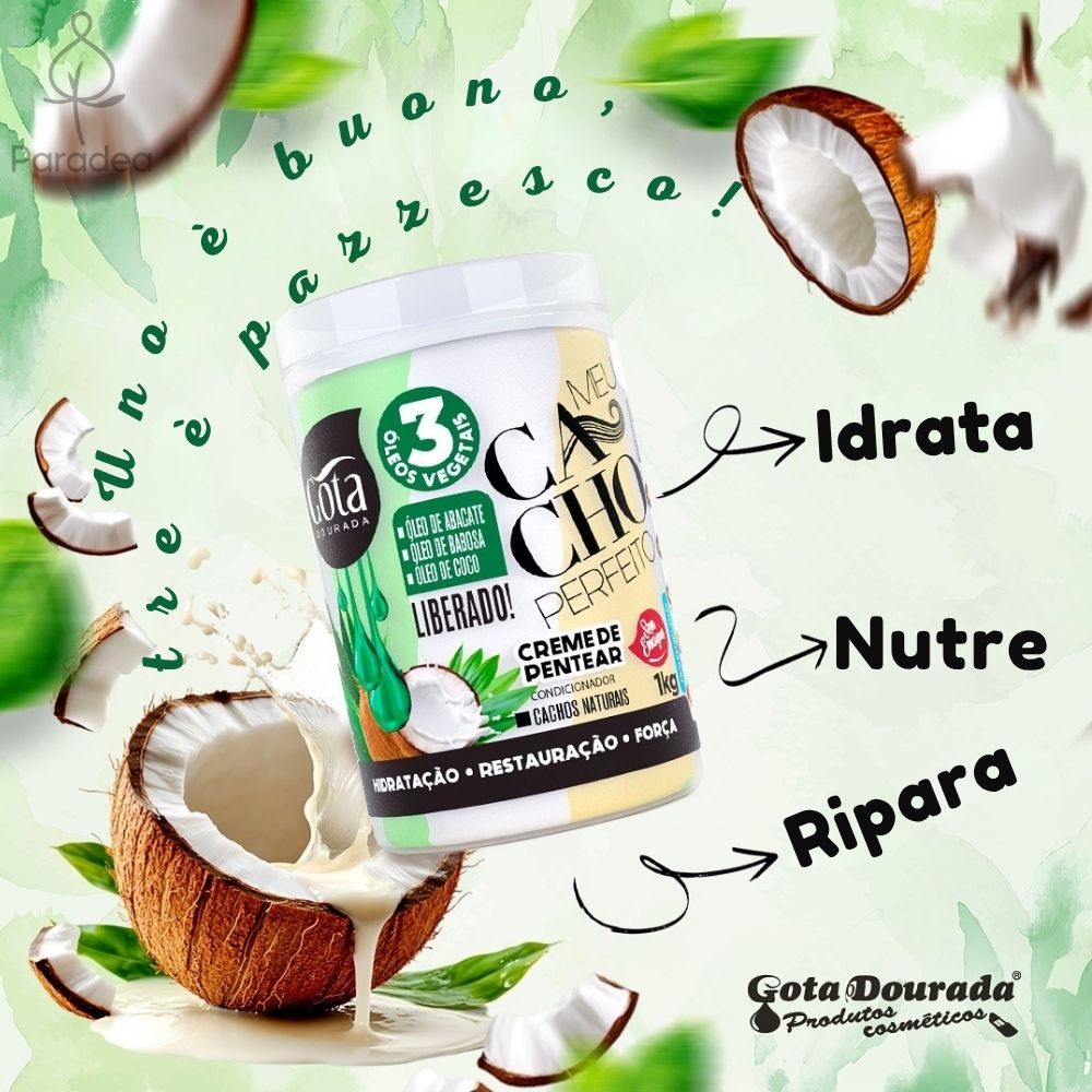 Gota Dourada Meu Cacho Perfeito Óleo de Coco - Crema districante capelli ricci 1kg