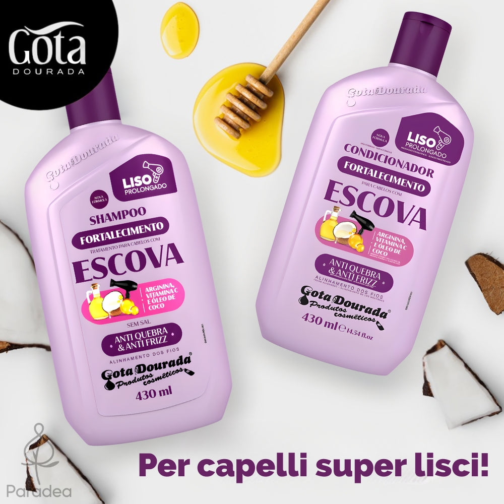 Gota Dourada Set Cabelos com Escova - Shampoo + Balsamo
