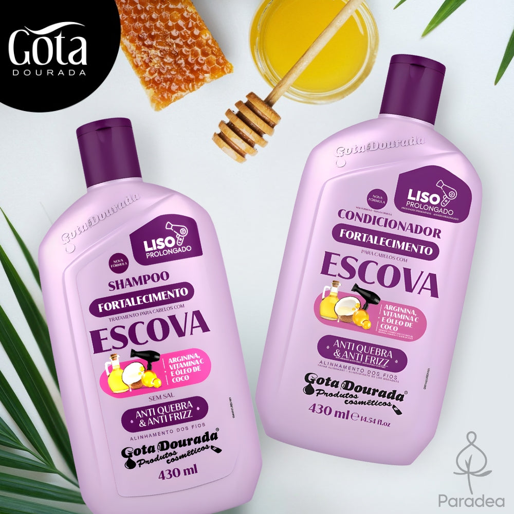 Gota Dourada Set Cabelos com Escova - Shampoo & Balsamo