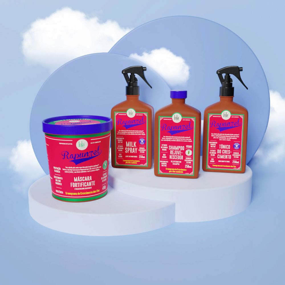 Lola Cosmetics Kit trattamento ricrescita Rapunzel - Shampoo, Milk Spray, Tonico di crescita e Maschera