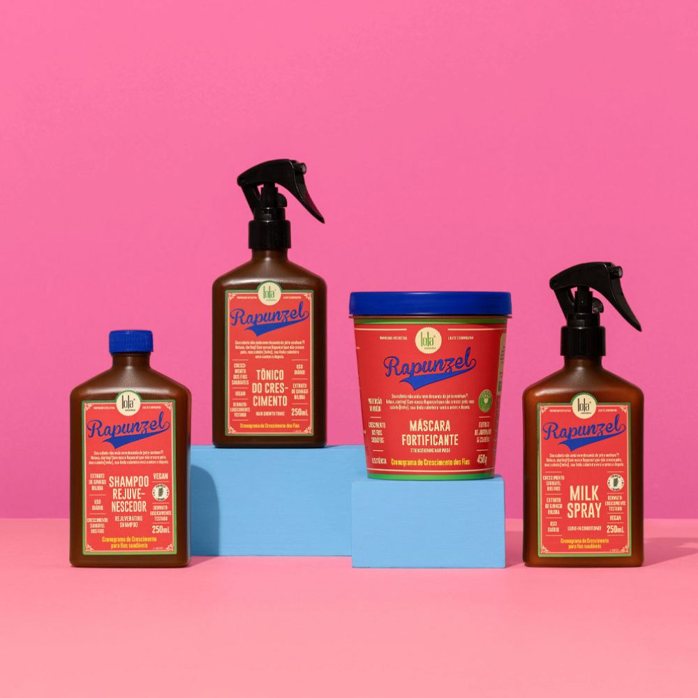 Lola Cosmetics Kit trattamento ricrescita Rapunzel - Shampoo, Milk Spray, Tonico di crescita e Maschera