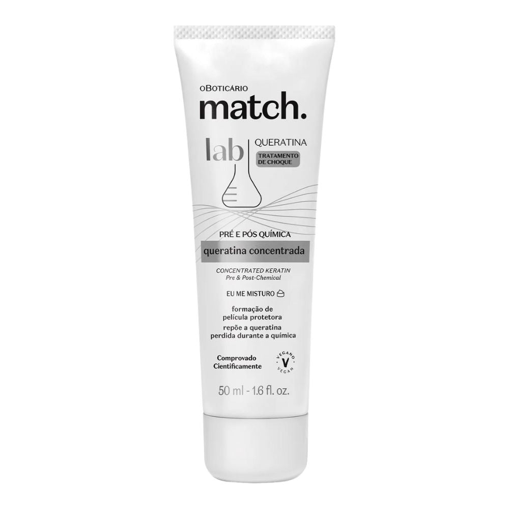 O Boticário Match. Lab Pré e Pós-Química Tratamento de Choque - Cheratina Concentrata 50ml