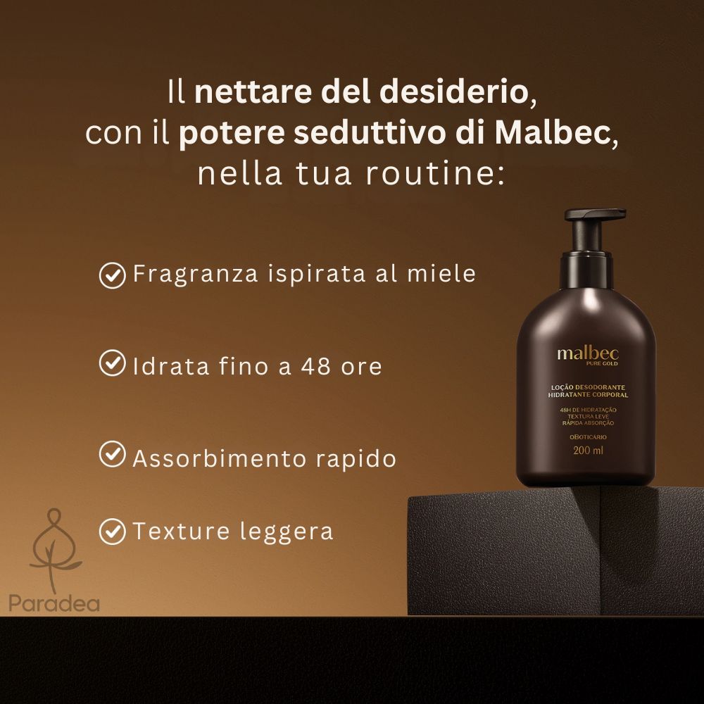 O Boticário Malbec Pure Gold Loção Hidratante - Lozione corpo idratante 200ml