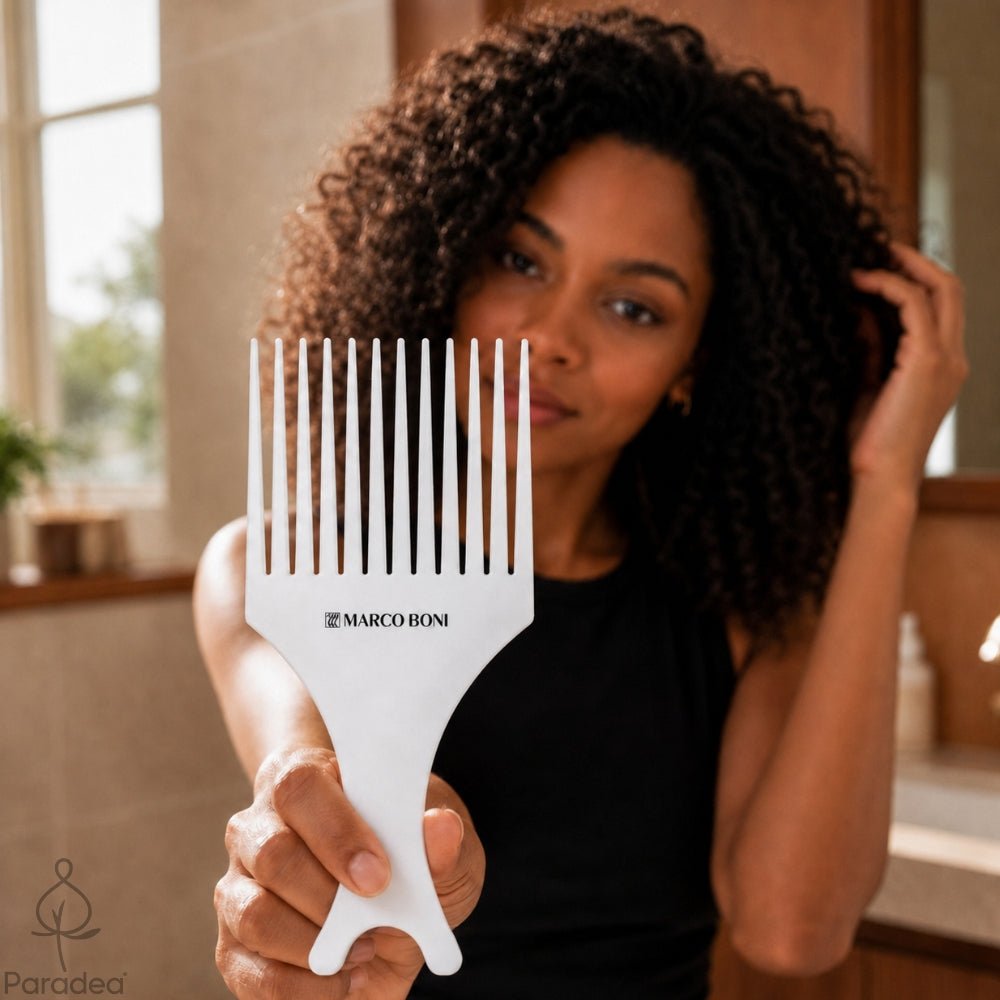 Marco Boni Pente Afro - Pettine Black Power a Denti Lunghi Bianco