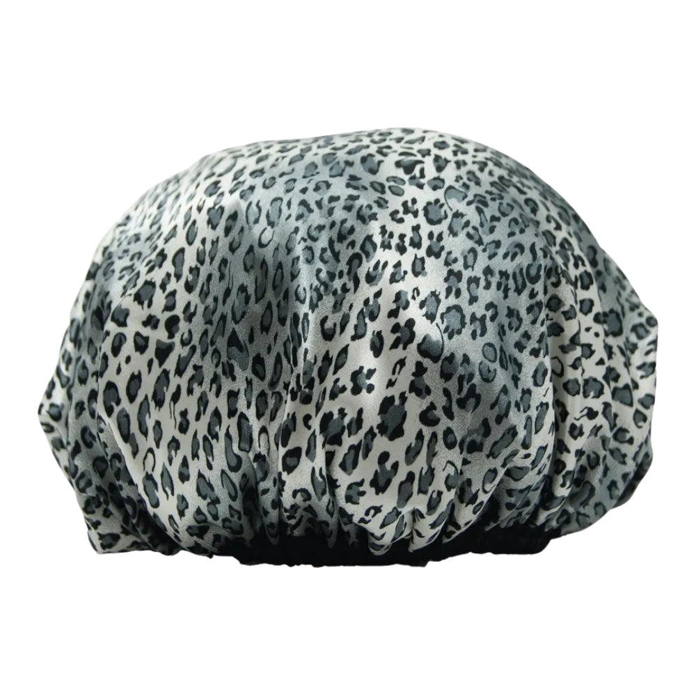 Marco Boni Touca de Cetim Dupla Face - Cuffia in Satin Reversibile Stampa Animalier