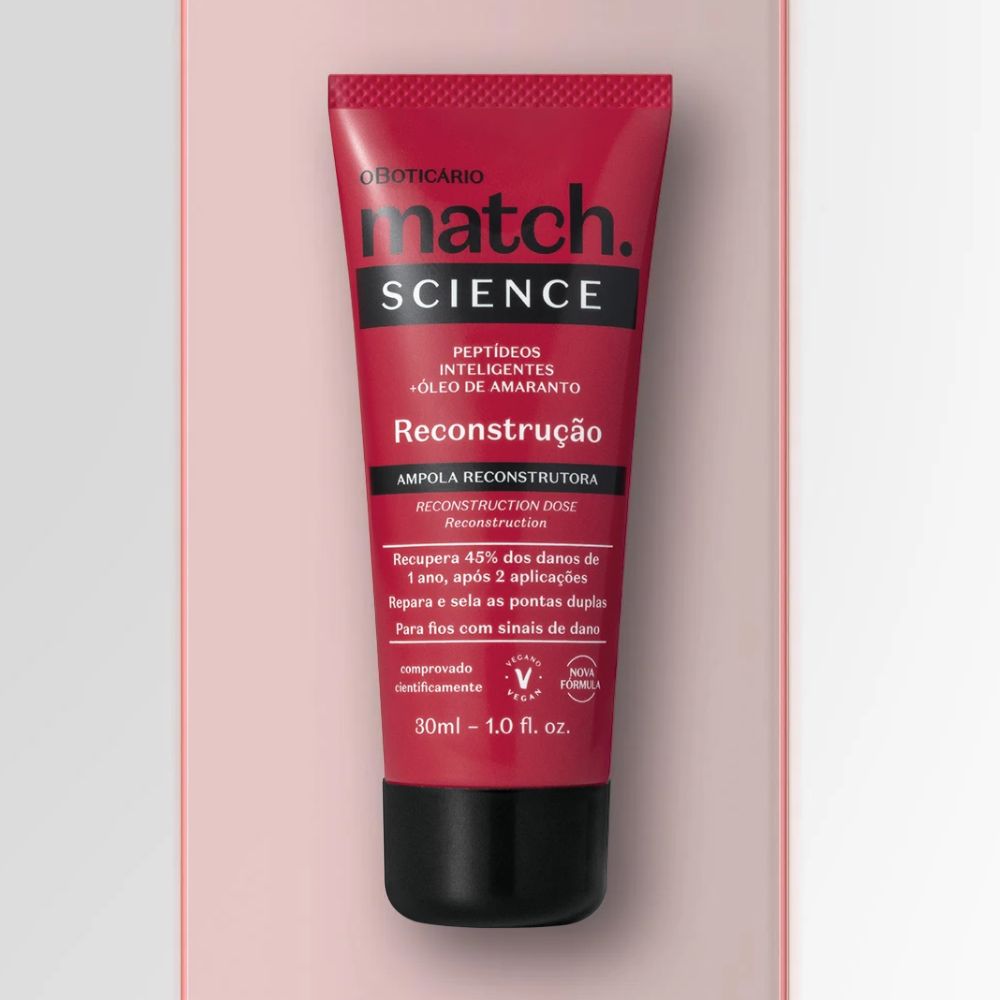 O Boticário Match. Ampola Science Reconstrução - Ampolla ricostruzione capelli danneggiati 30ml
