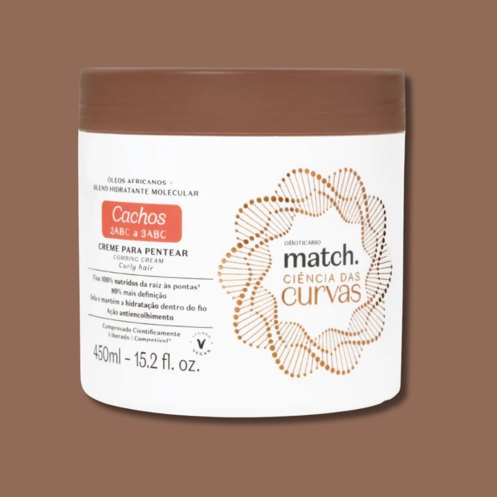 O Boticário Match. Ciências das Curvas Creme para Pentear - Crema districante 2ABC e 3ABC 450ml