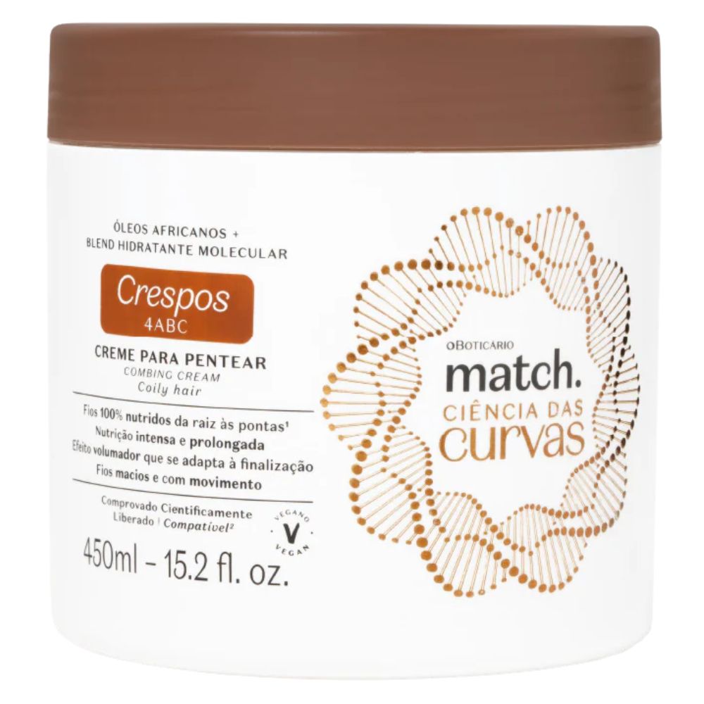 O Boticário Match. Ciências das Curvas Creme para Pentear - Crema districante capelli ricci 4ABC 450ml