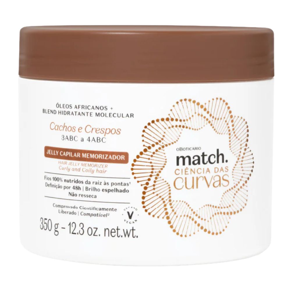 O Boticário Match. Ciências das Curvas Jelly Memorizador - Gel capelli ricci 3ABC a 4ABC 350gr