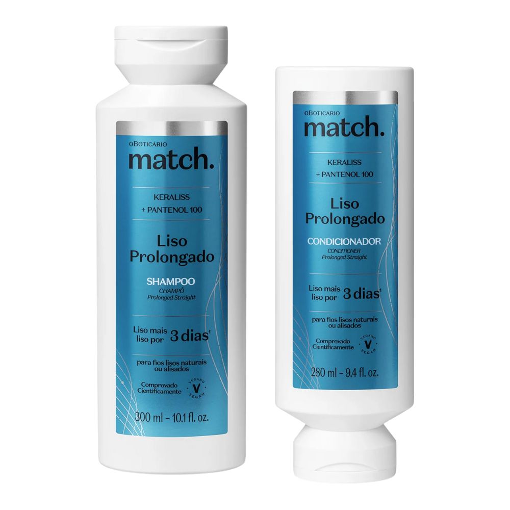 O Boticário Match. Combo Liso Prolongado - Shampoo & Balsamo capelli lisci