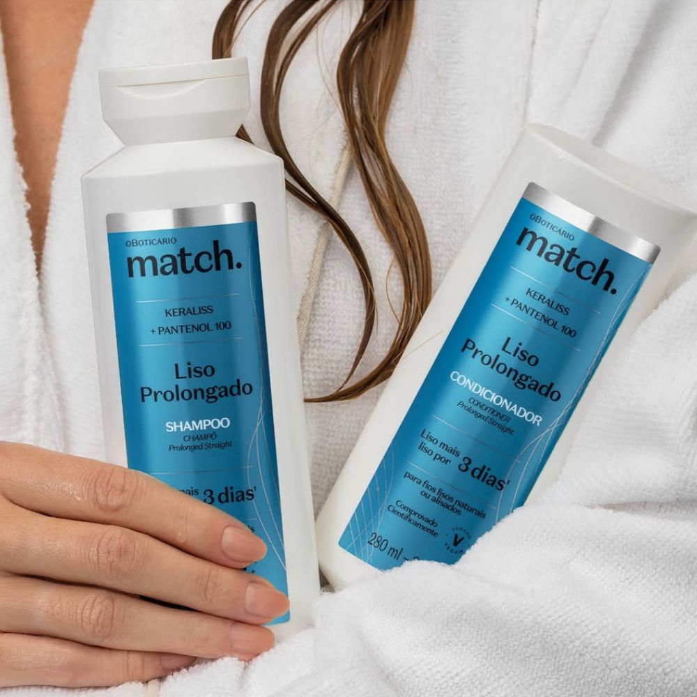 O Boticário Match. Combo Liso Prolongado - Shampoo & Balsamo capelli lisci