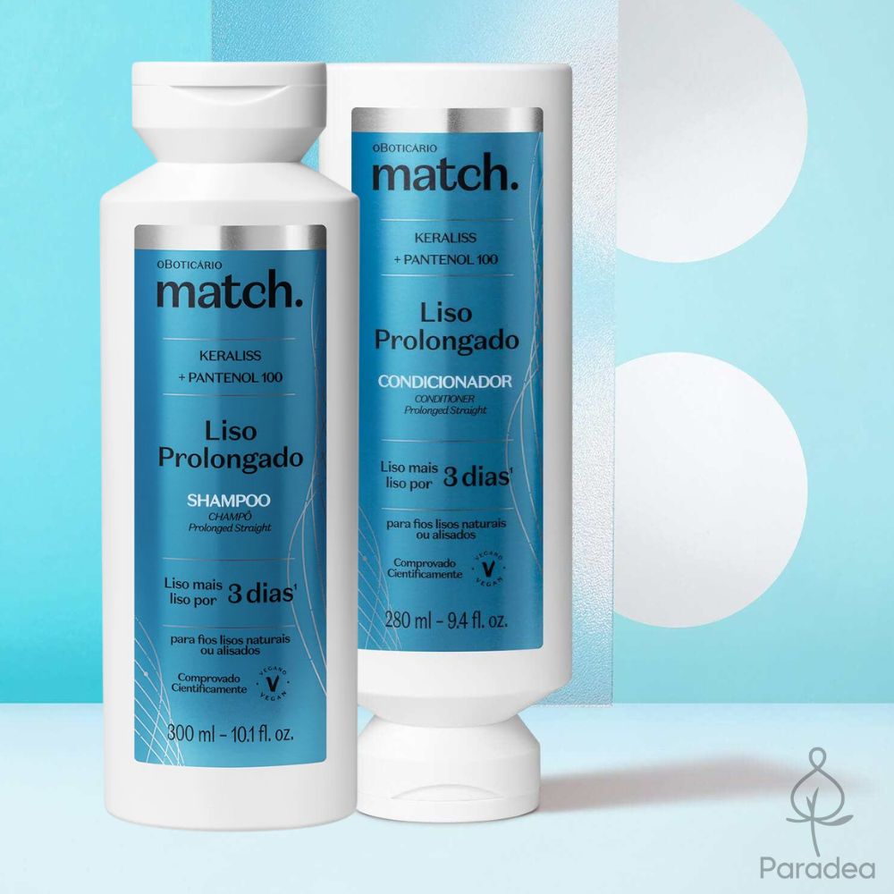 O Boticário Match. Combo Liso Prolongado - Shampoo & Balsamo capelli lisci