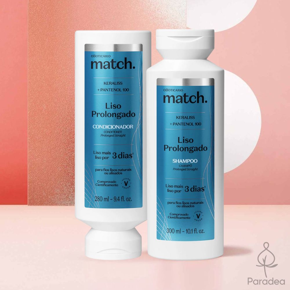 O Boticário Match. Combo Liso Prolongado - Shampoo & Balsamo capelli lisci