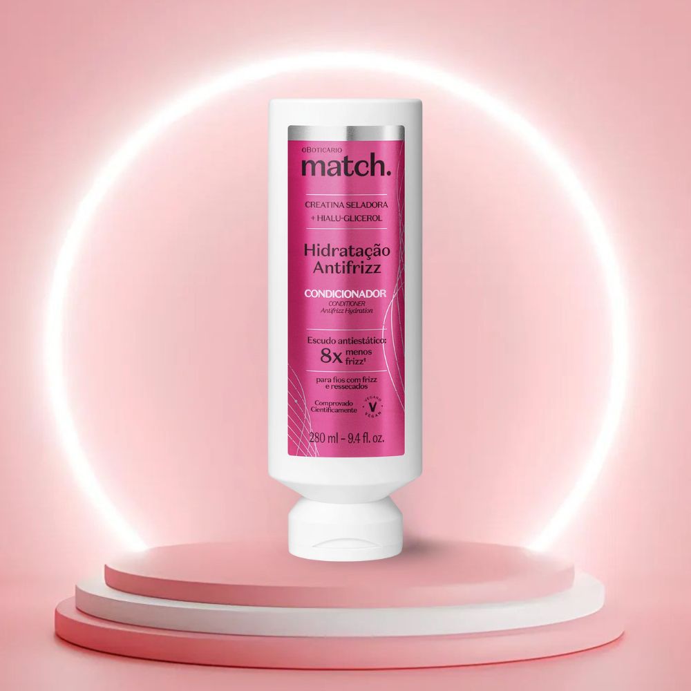 O Boticário Match. Condicionador Hidratação Antifrizz - Balsamo idratante & anticrespo 280ml