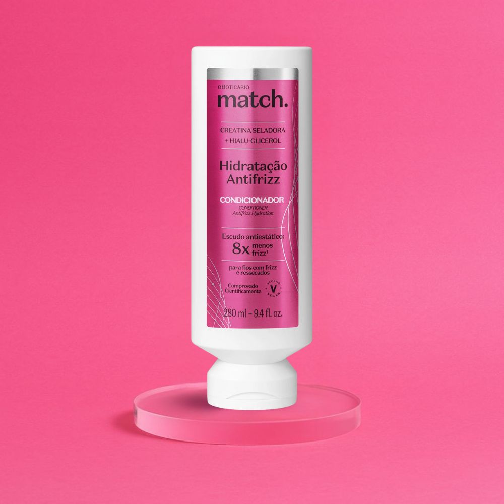 O Boticário Match. Condicionador Hidratação Antifrizz - Balsamo idratante & anticrespo 280ml