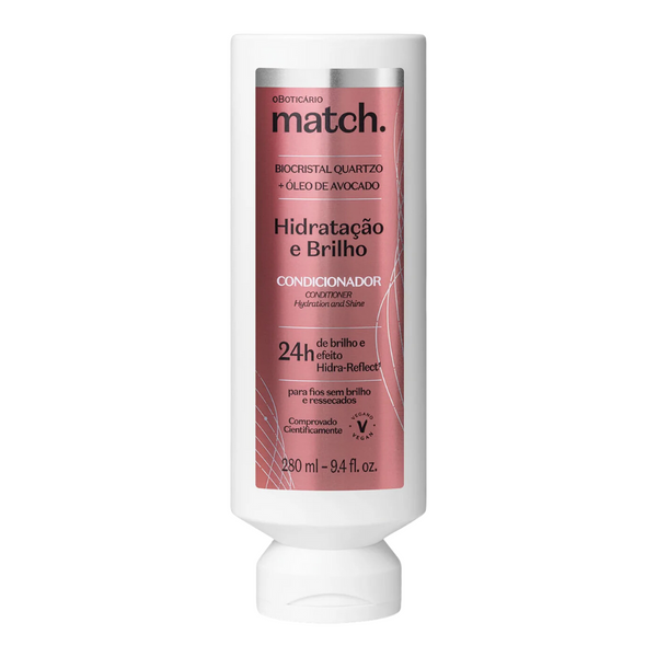 O BOTICÁRIO MATCH. Condicionador Hidratação e Brilho 280ml - Balsamo idratazione e brillantezza