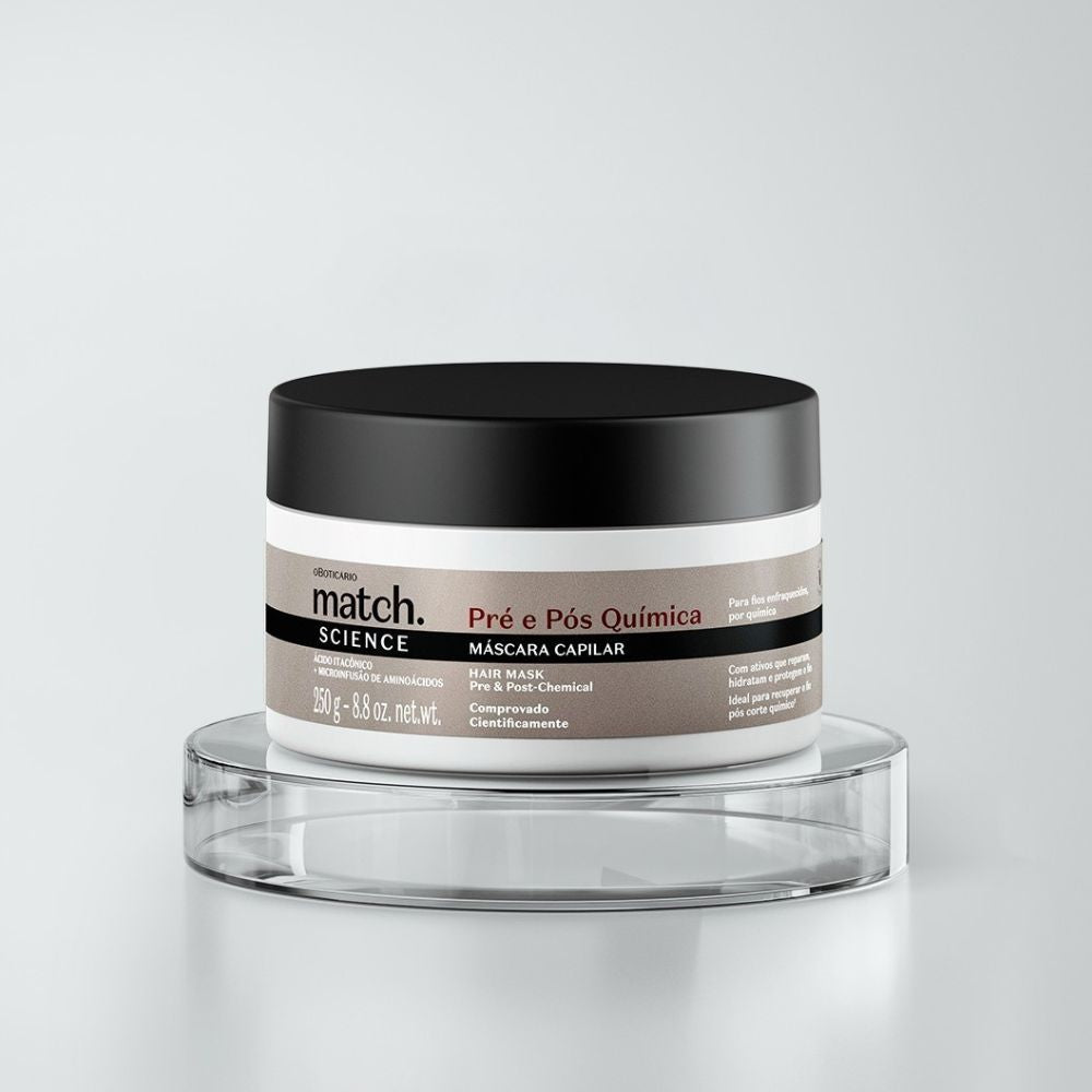 O Boticário Match. Science Pré e Pós-Química – Shampoo + Balsamo + Maschera