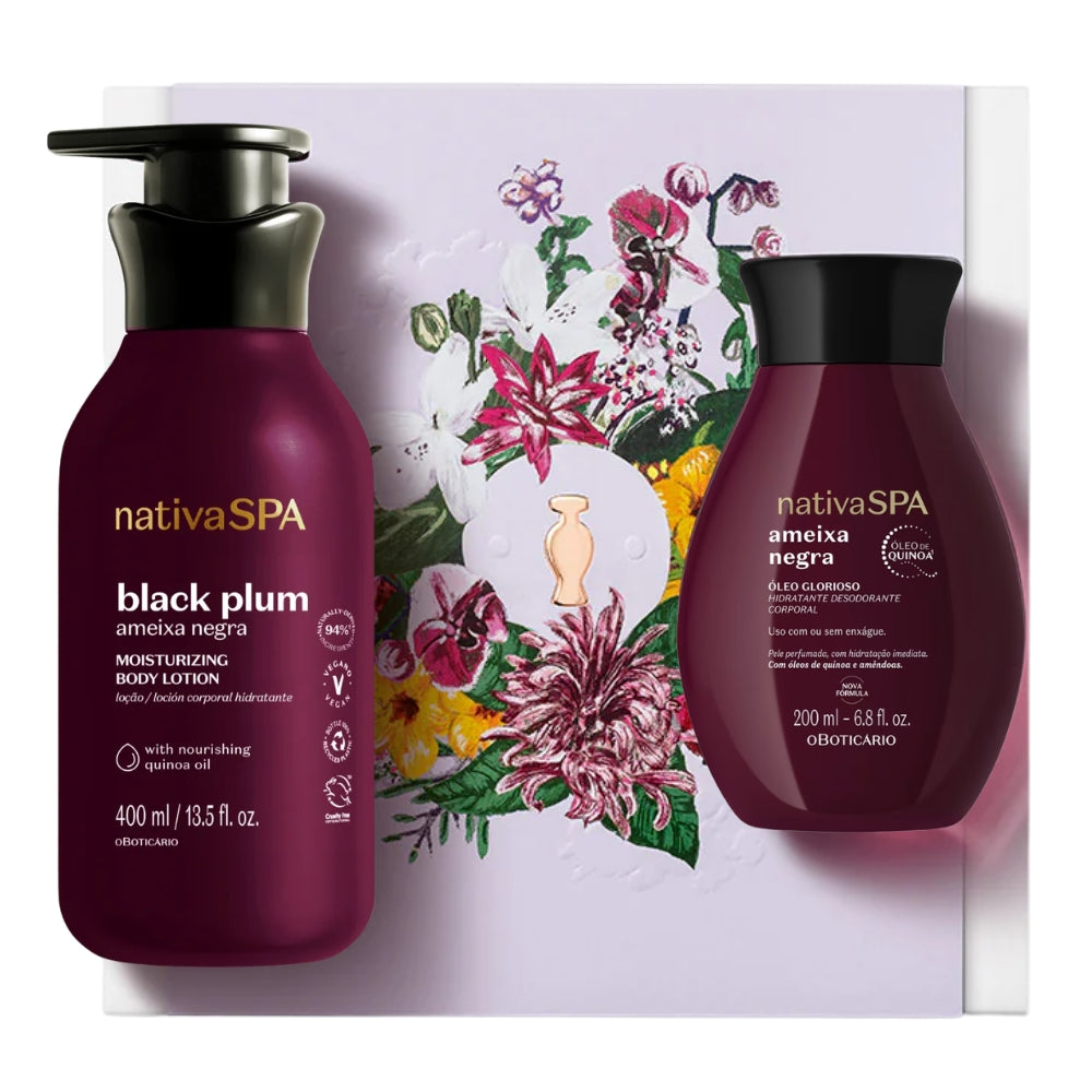 Nativa SPA Ameixa Negra Geschenkset – Schwarze Pflaumen-Körperlotion und Körperöl