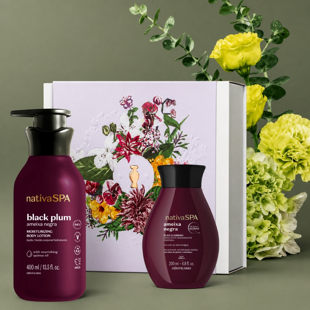 Nativa SPA Ameixa Negra Geschenkset – Schwarze Pflaumen-Körperlotion und Körperöl