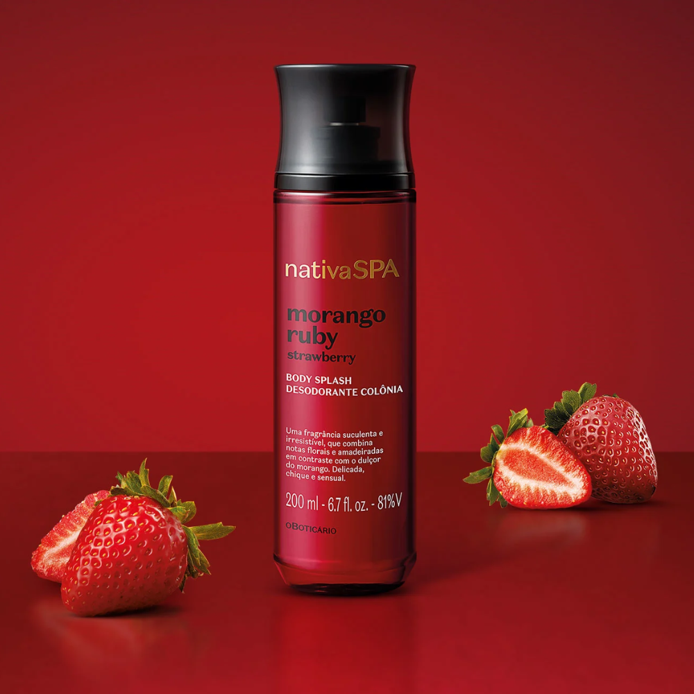 NATIVA SPA Body Splash Morango Ruby 200ml - Eau de Cologne Strawberry