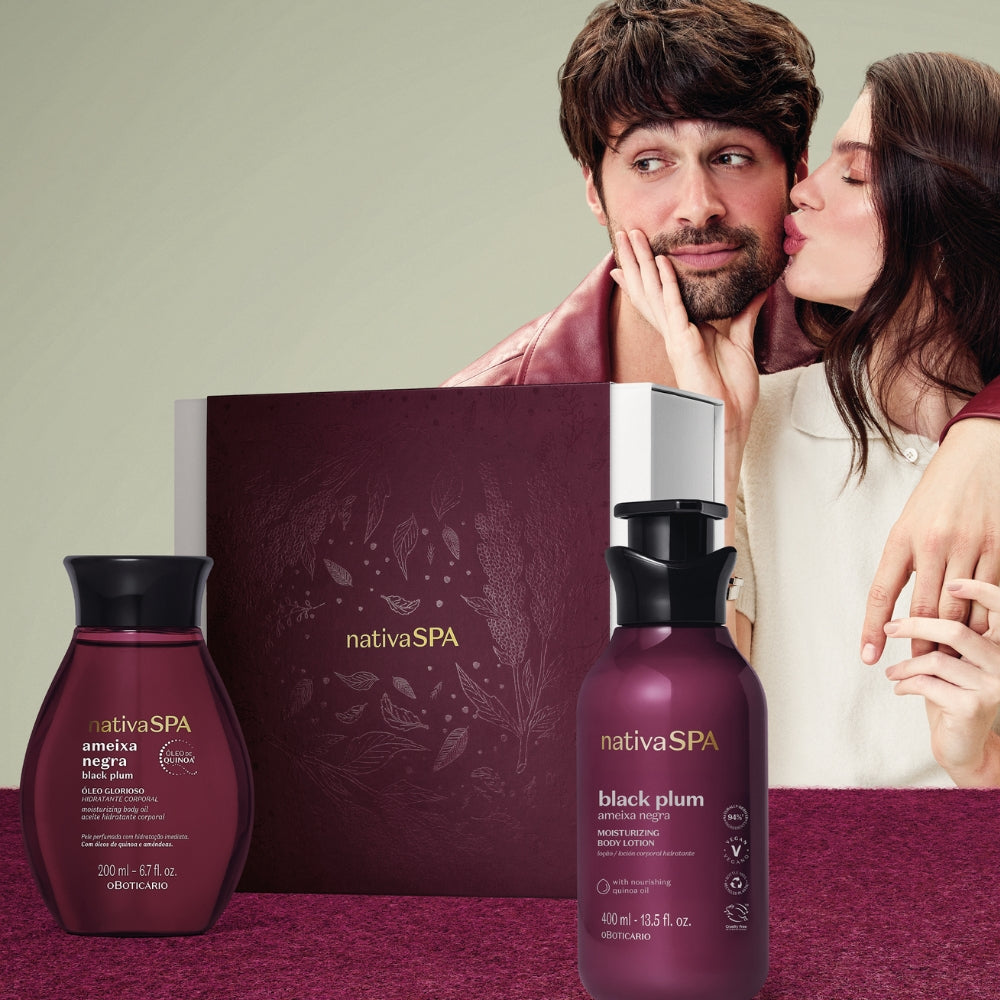 Nativa SPA Ameixa Negra Geschenkset – Schwarze Pflaumen-Körperlotion und Körperöl